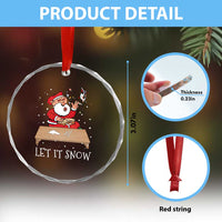 Funny Xmas Weed 420 Crystal Glass Ornament Cocaine Let It Snow Naughty Santa Snorting TS09