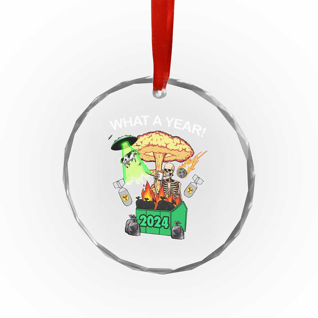 Funny Xmas What A Year Dumpster Fire Crystal Glass Ornament TS09