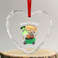 Funny Xmas What A Year Dumpster Fire Heart Crystal Glass Ornament - Wonder Print Shop
