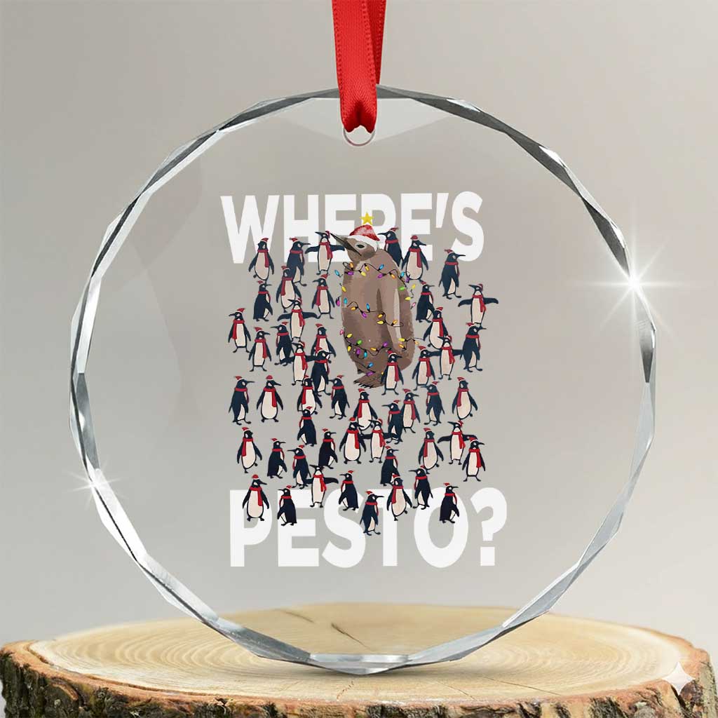 Funny Xmas Wheres Pesto Crystal Glass Ornament TS09