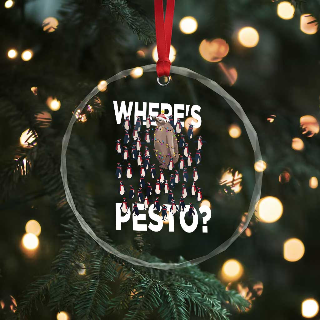 Funny Xmas Wheres Pesto Crystal Glass Ornament TS09