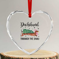 Funny Xmas Wiener Dog Heart Crystal Glass Ornament Dachshund Through The Snow Xmas Tree - Wonder Print Shop