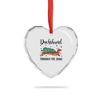 Funny Xmas Wiener Dog Heart Crystal Glass Ornament Dachshund Through The Snow Xmas Tree - Wonder Print Shop