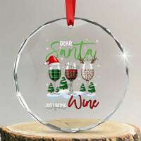 Funny Xmas Wine Crystal Glass Ornament Dear Santa Just Bring Wine Winter Holiday TS11