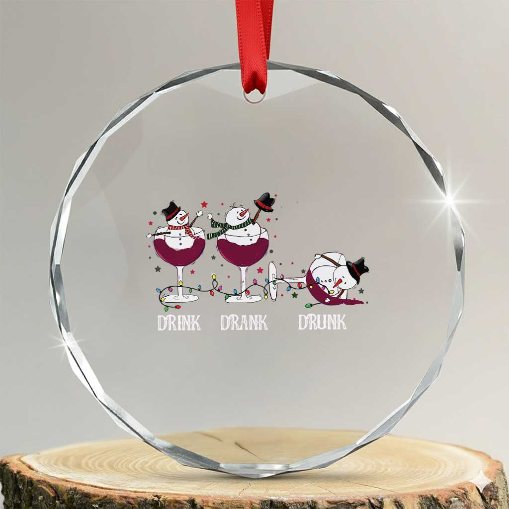 Funny Xmas Wine Crystal Glass Ornament Drink Drank Drunk Snowman Xmas TS11