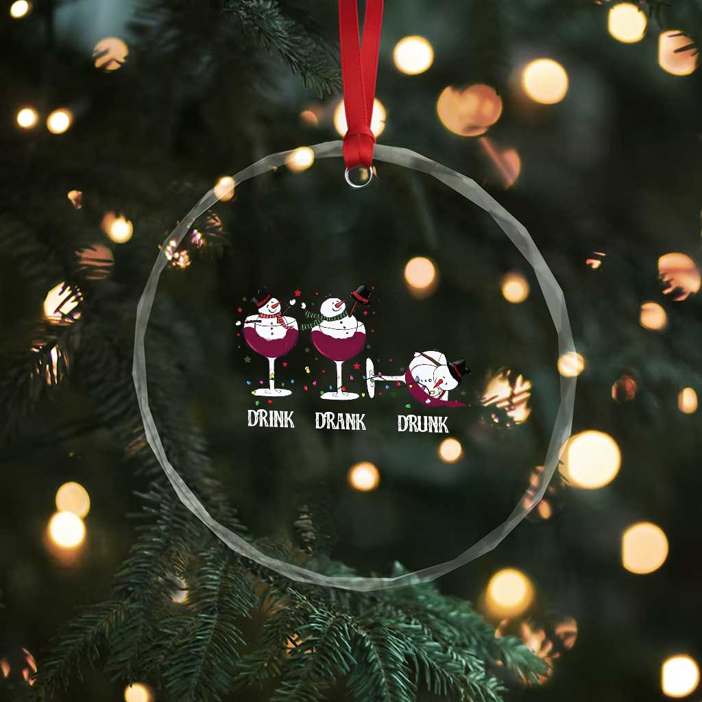 Funny Xmas Wine Crystal Glass Ornament Drink Drank Drunk Snowman Xmas TS11