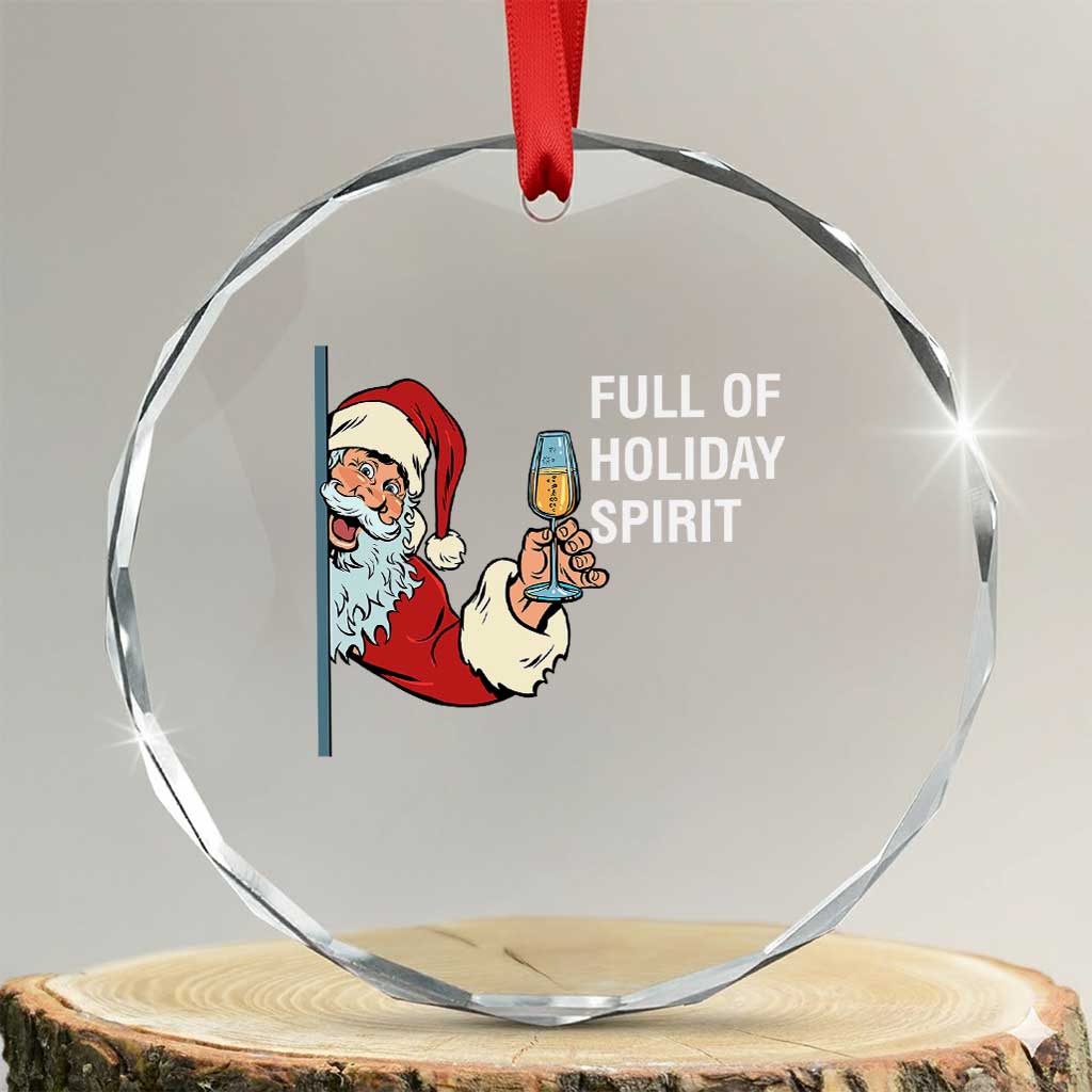 Funny Xmas Wine Crystal Glass Ornament Full Of Holiday Spirit Santa TS11