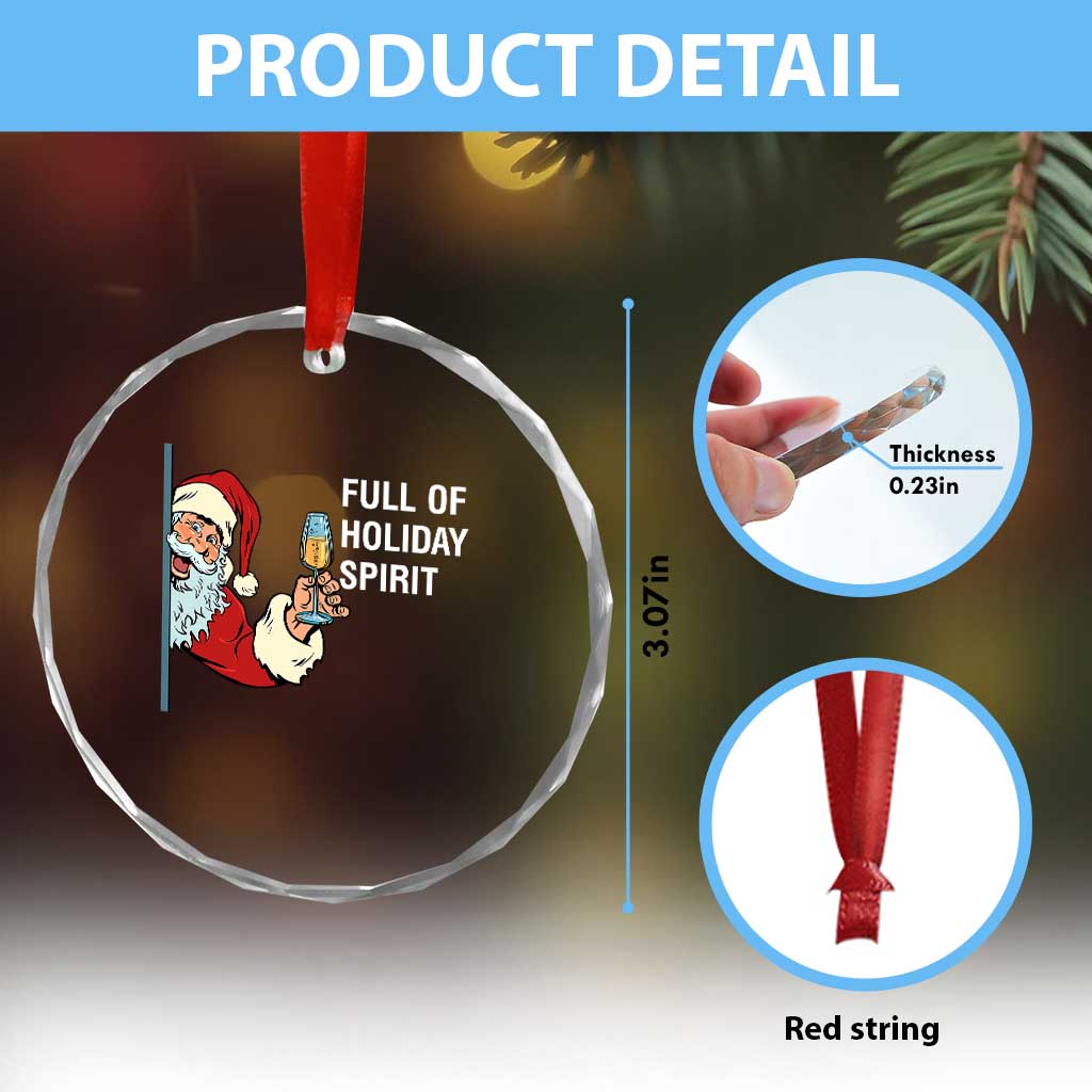 Funny Xmas Wine Crystal Glass Ornament Full Of Holiday Spirit Santa TS11