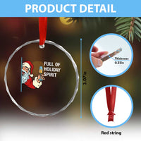 Funny Xmas Wine Crystal Glass Ornament Full Of Holiday Spirit Santa TS11