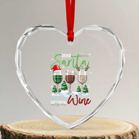 Funny Xmas Wine Heart Crystal Glass Ornament Dear Santa Just Bring Wine Winter Holiday - Wonder Print Shop