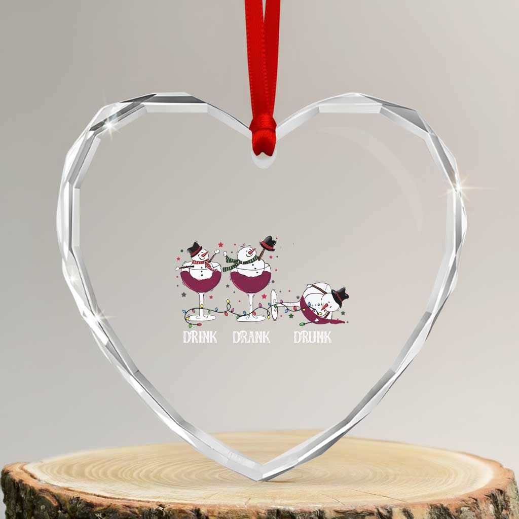 Funny Xmas Wine Heart Crystal Glass Ornament Drink Drank Drunk Snowman Xmas - Wonder Print Shop