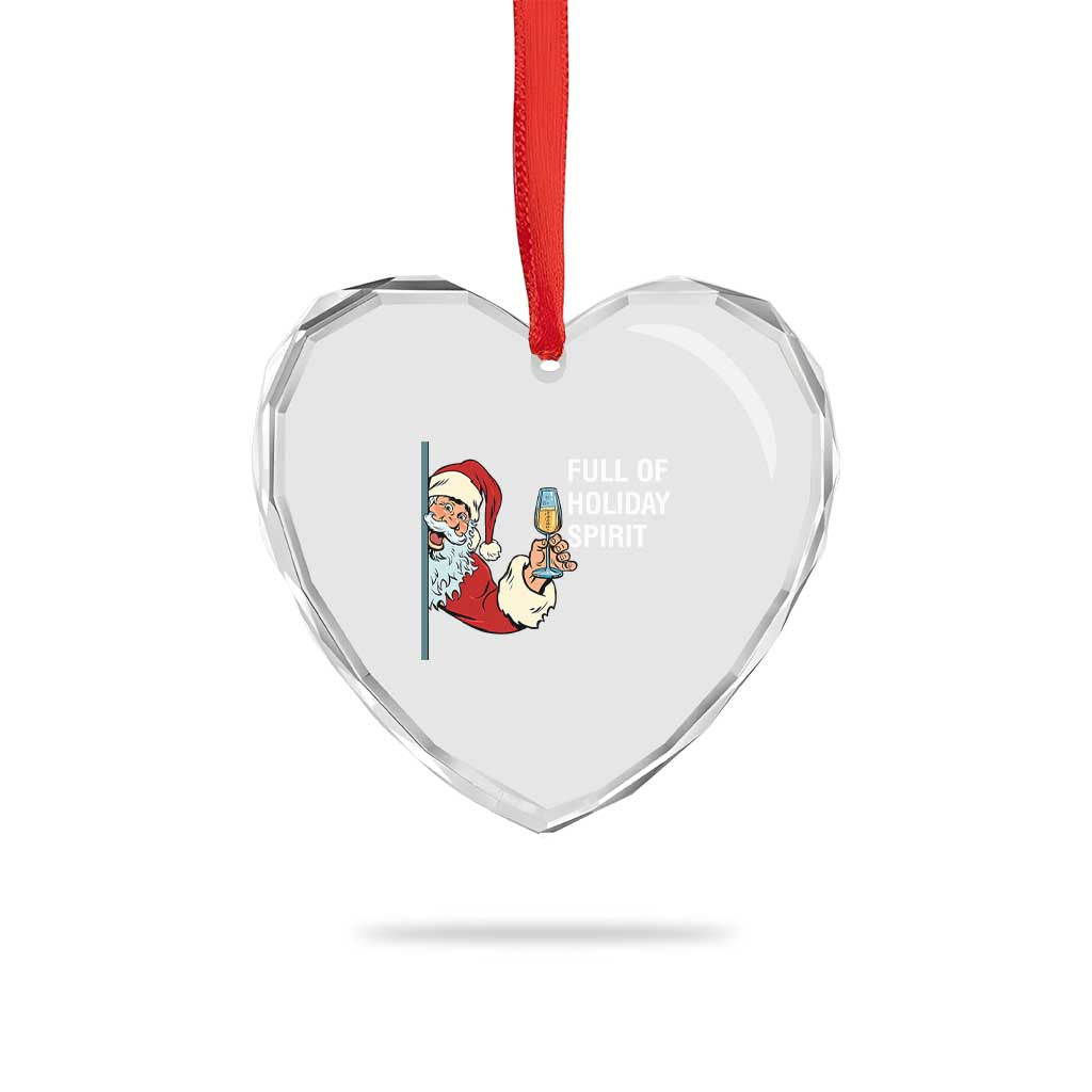 Funny Xmas Wine Heart Crystal Glass Ornament Full Of Holiday Spirit Santa - Wonder Print Shop