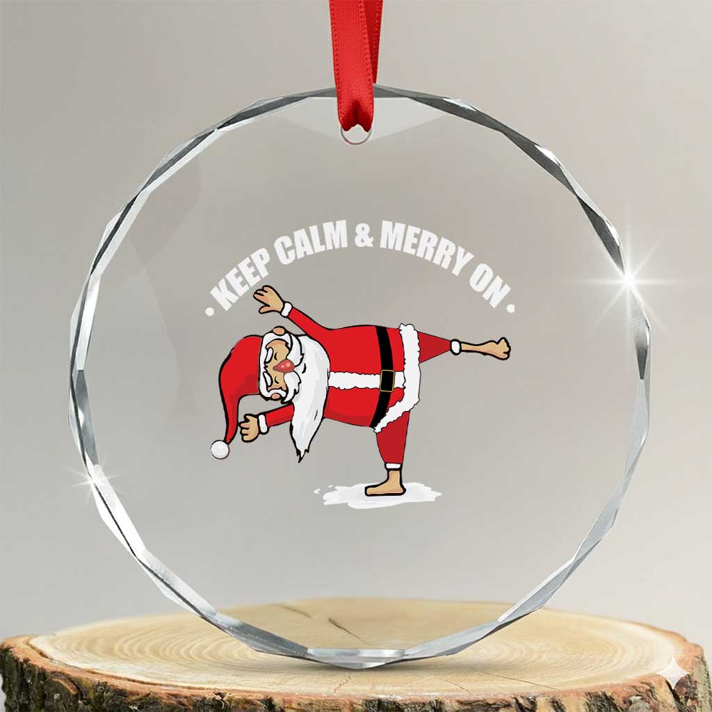 Funny Xmas Yoga Crystal Glass Ornament Keep Calm And Merry On TS09