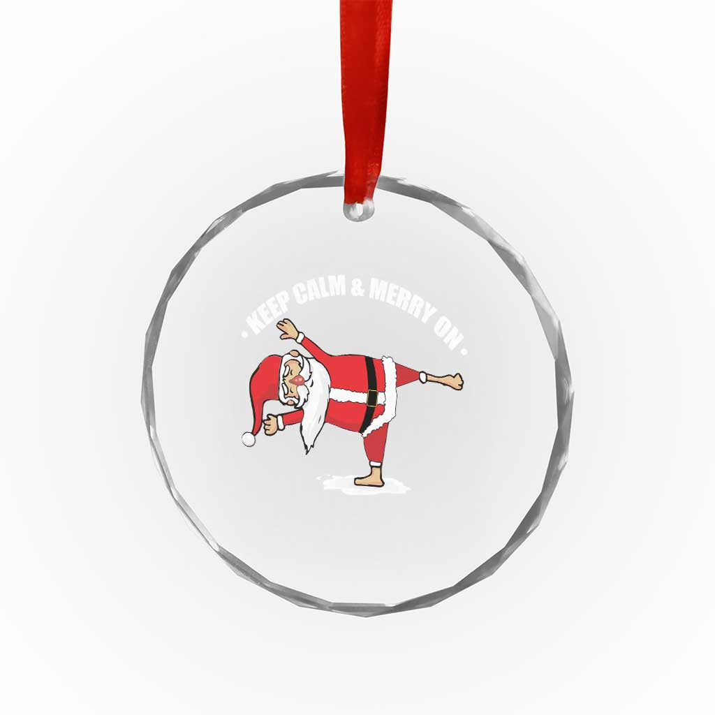 Funny Xmas Yoga Crystal Glass Ornament Keep Calm And Merry On TS09