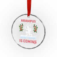 Funny Xmas Yule Krampus Is Coming Mistletoe Crystal Glass Ornament - Wonder Print Shop