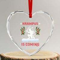 Funny Xmas Yule Krampus Is Coming Mistletoe Heart Crystal Glass Ornament - Wonder Print Shop