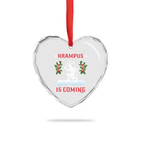 Funny Xmas Yule Krampus Is Coming Mistletoe Heart Crystal Glass Ornament - Wonder Print Shop