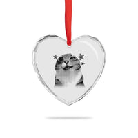Funny Y2k Cat Meme Heart Crystal Glass Ornament Vintage Retro Silly Cats Cats lover Gift - Wonder Print Shop