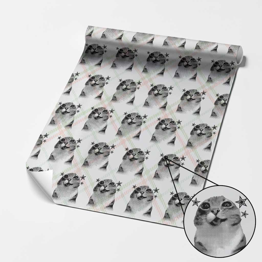Funny Y2k Cat Meme Wrapping Paper Roll Vintage Retro Silly Cats Cats lover Gift - Wonder Print Shop