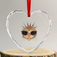 Funny Y2k Retro Cat Meme Heart Crystal Glass Ornament Vintage Cat Edgy Retro 90s Streetwear - Wonder Print Shop