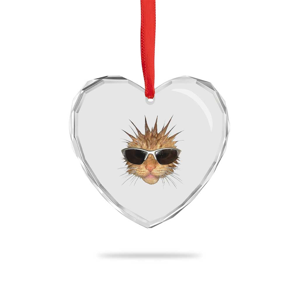Funny Y2k Retro Cat Meme Heart Crystal Glass Ornament Vintage Cat Edgy Retro 90s Streetwear - Wonder Print Shop