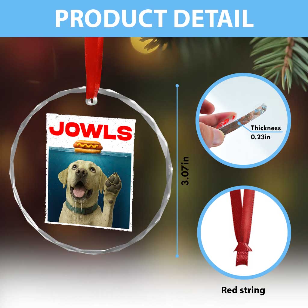 Funny Yellow Lab Jowls Crystal Glass Ornament Labrador Retriever Lover Gift - Wonder Print Shop