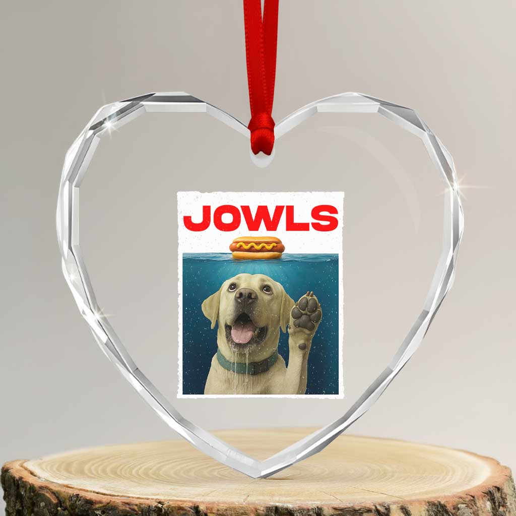 Funny Yellow Lab Jowls Heart Crystal Glass Ornament Labrador Retriever Lover Gift - Wonder Print Shop