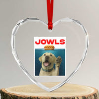 Funny Yellow Lab Jowls Heart Crystal Glass Ornament Labrador Retriever Lover Gift - Wonder Print Shop