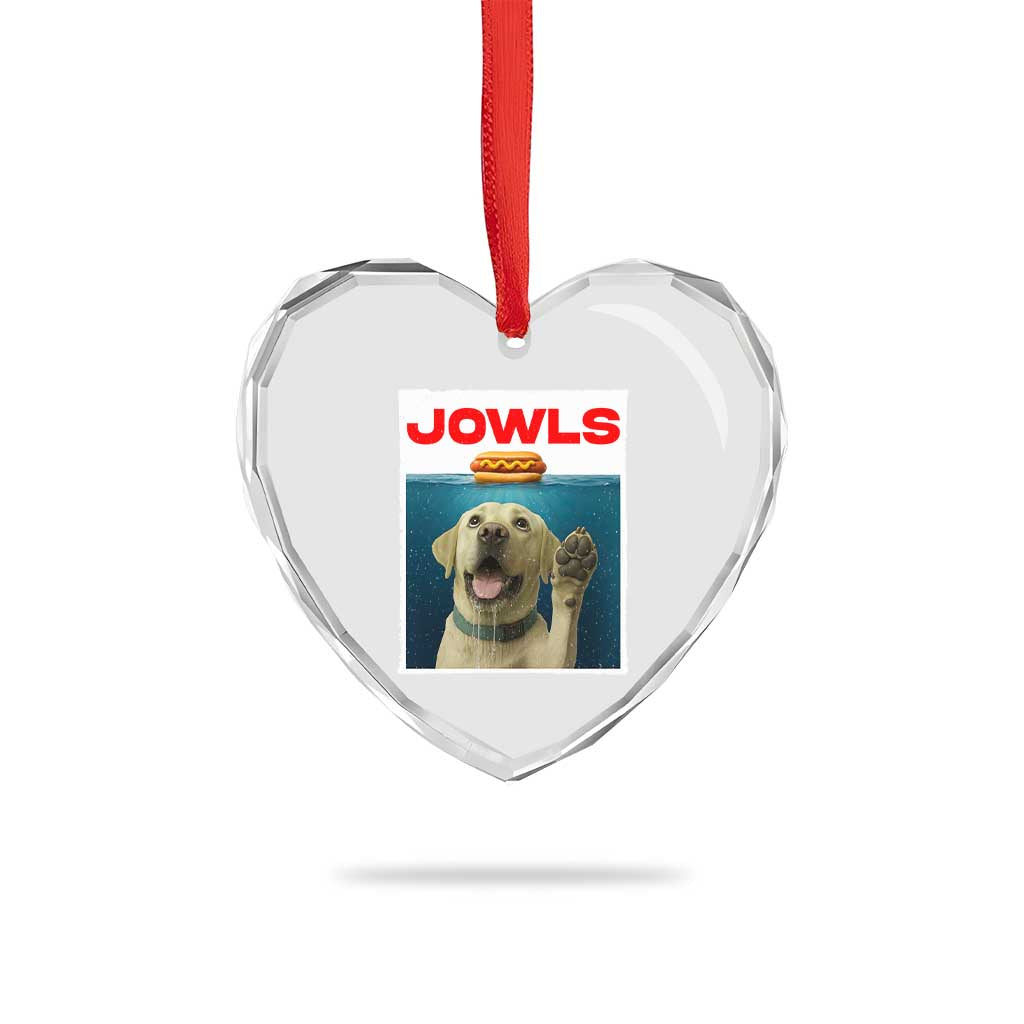 Funny Yellow Lab Jowls Heart Crystal Glass Ornament Labrador Retriever Lover Gift - Wonder Print Shop