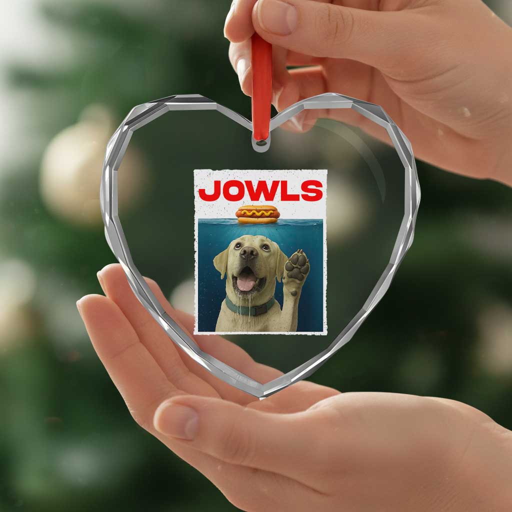 Funny Yellow Lab Jowls Heart Crystal Glass Ornament Labrador Retriever Lover Gift - Wonder Print Shop