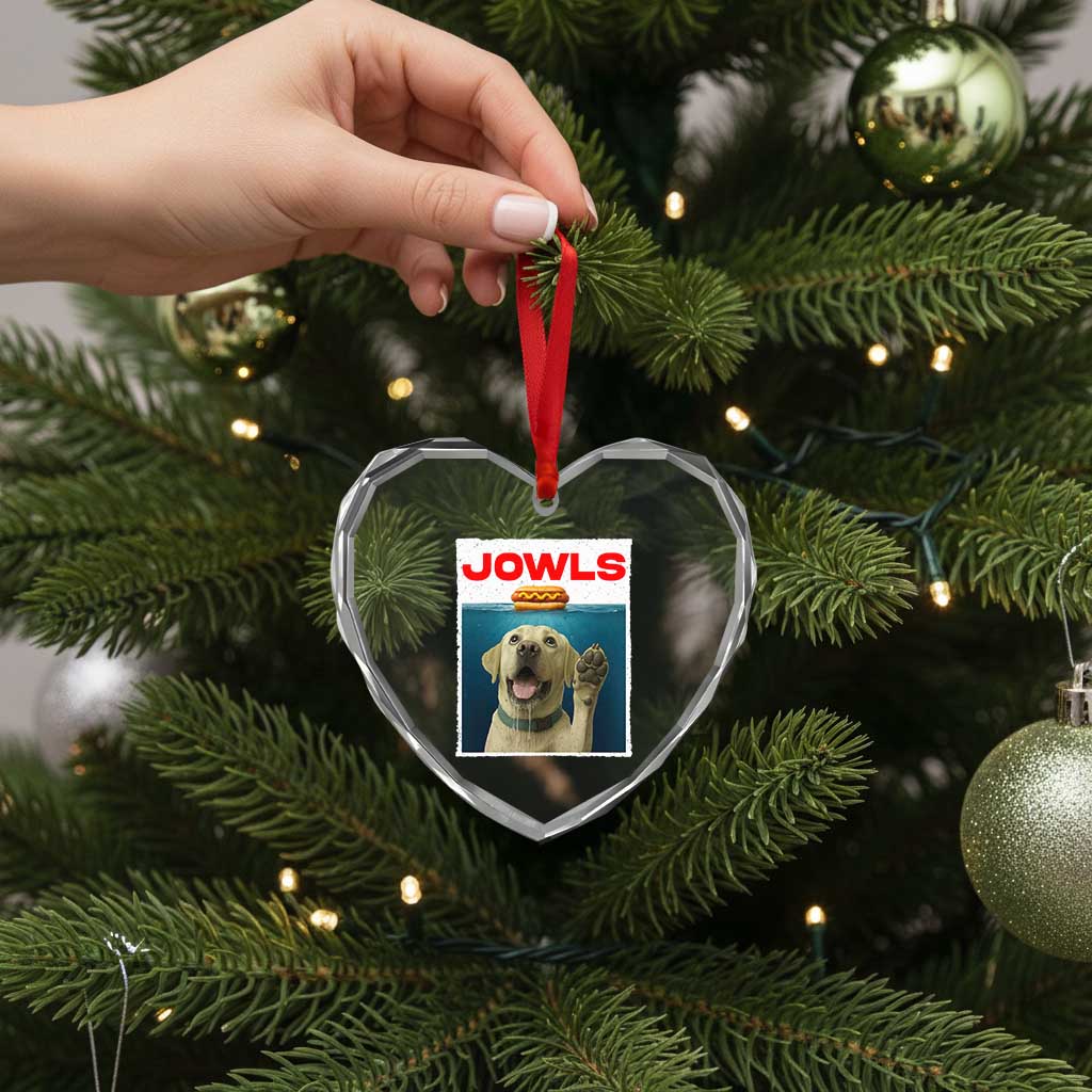 Funny Yellow Lab Jowls Heart Crystal Glass Ornament Labrador Retriever Lover Gift - Wonder Print Shop