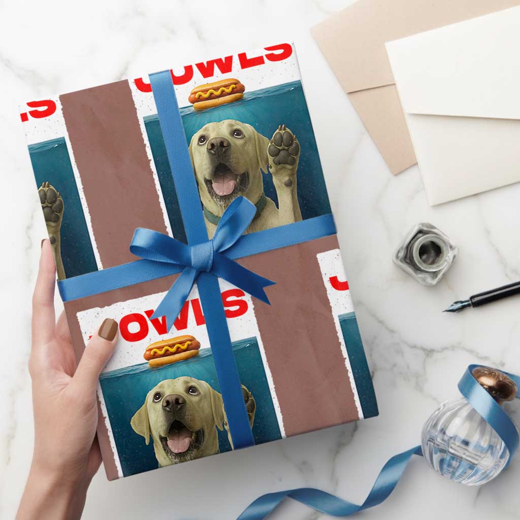 Funny Yellow Lab Jowls Wrapping Paper Roll Labrador Retriever Lover Gift - Wonder Print Shop