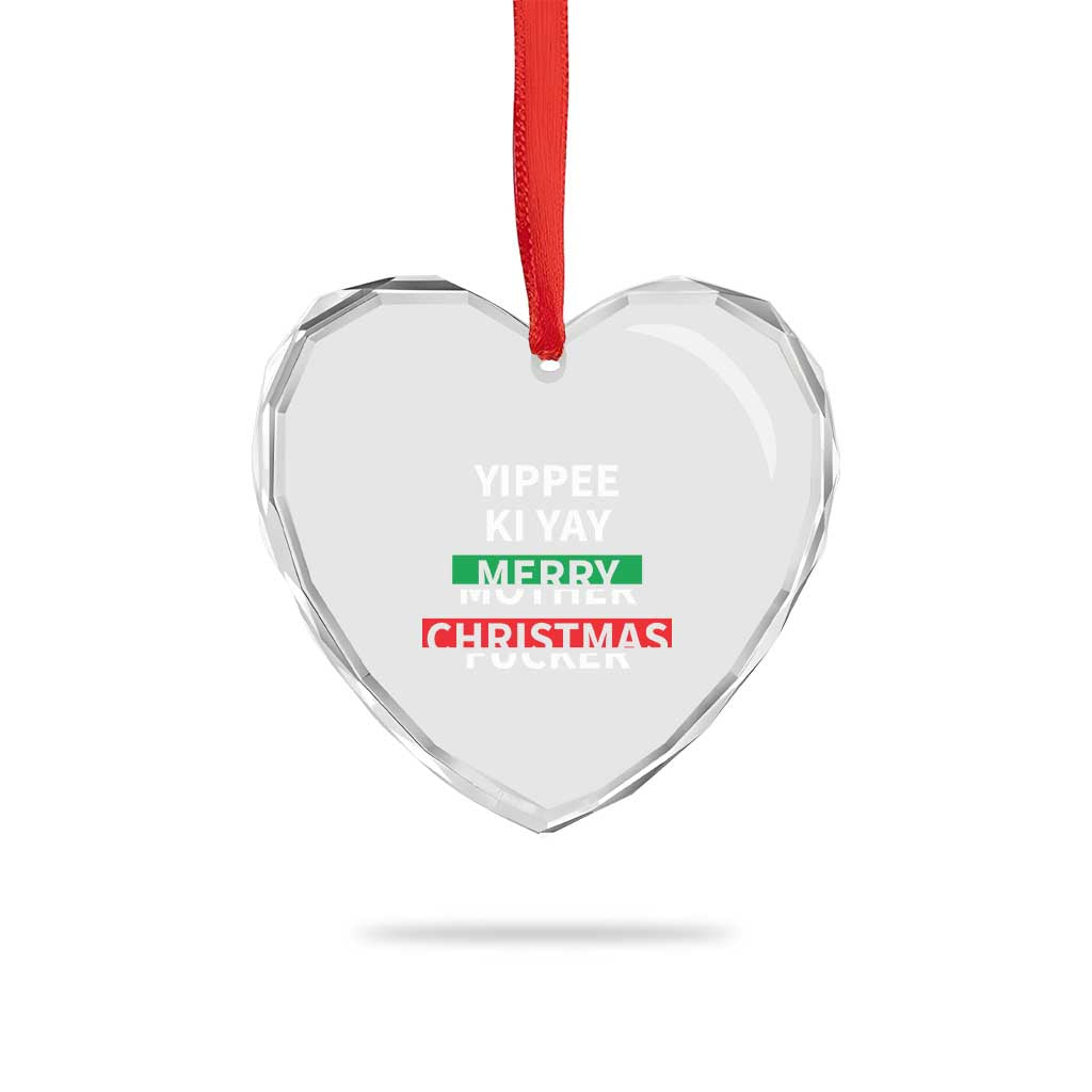 Funny Yippee Ki Yay Merry Xmas Heart Crystal Glass Ornament Xmas Nakatomi Plaza - Wonder Print Shop