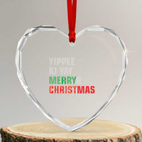 Funny Yippee Ki Yay Merry Xmas Heart Crystal Glass Ornament Xmas Nakatomi Plaza Hiden Text - Wonder Print Shop