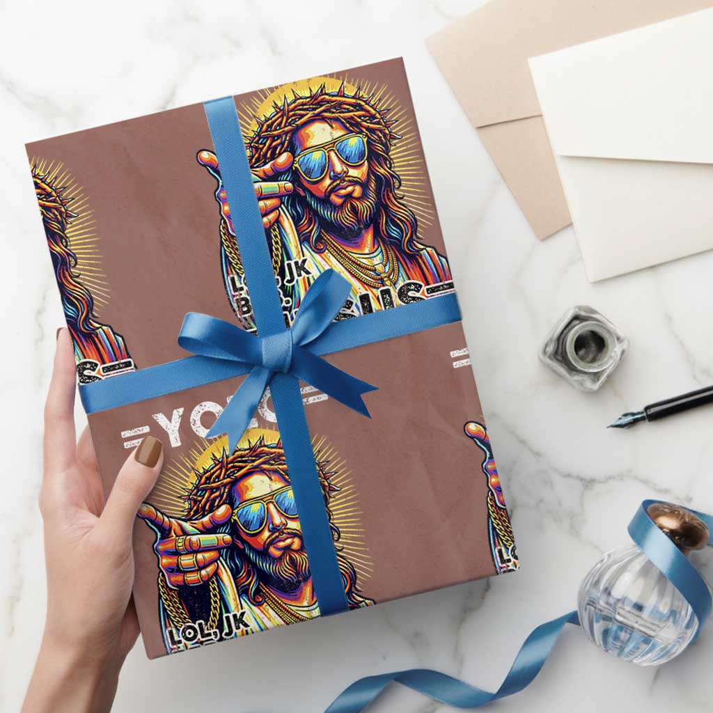 Funny Yolo Lol Jk BRB Christian Easter Wrapping Paper Roll Resurrection Jesus