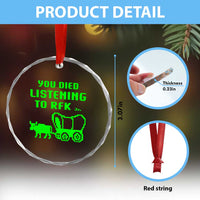 Funny You Died Listening To RFK Jr Crystal Glass Ornament Oregon Trail Cow Wagon - Wonder Print Shop