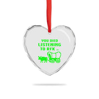 Funny You Died Listening To RFK Jr Heart Crystal Glass Ornament Oregon Trail Cow Wagon - Wonder Print Shop