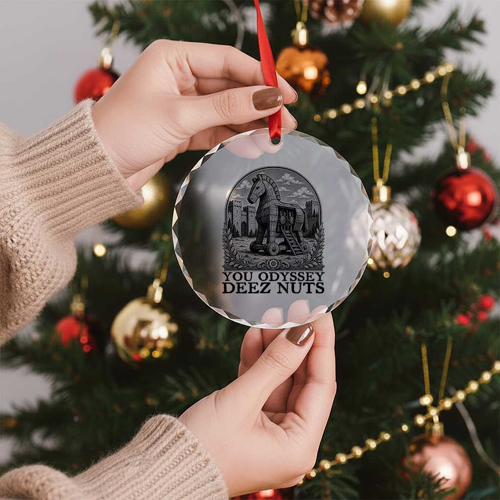 Funny You Odyssey Deez Nuts Trojan Horse Crystal Glass Ornament Ancient Greek History Gift