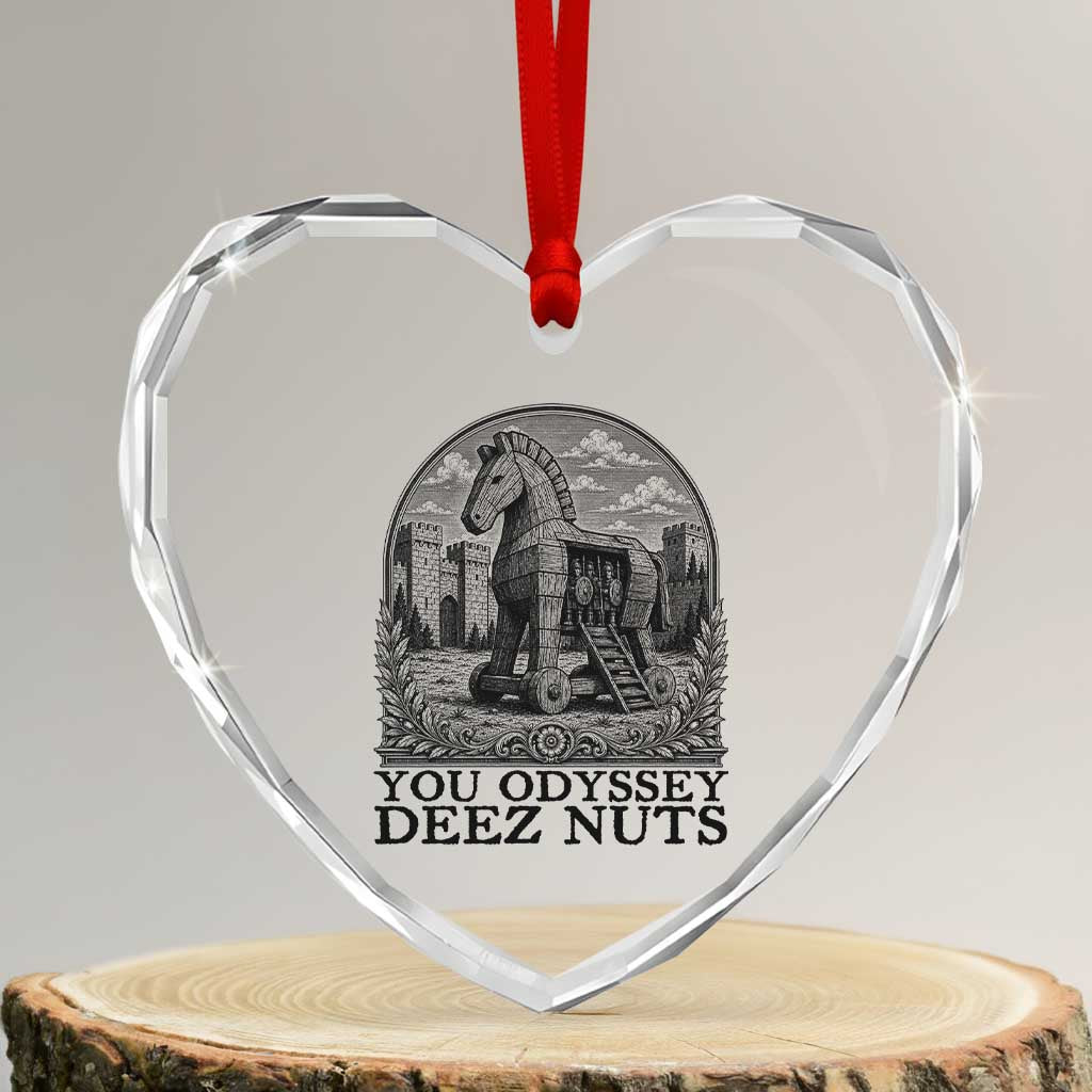Funny You Odyssey Deez Nuts Trojan Horse Heart Crystal Glass Ornament Ancient Greek History Gift