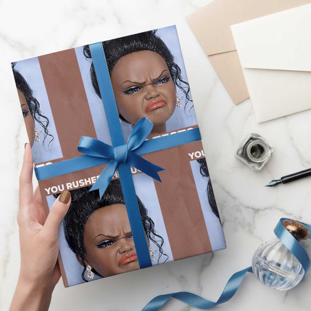 Funny You Rushed Through Your Test Doll Face Meme Wrapping Paper Roll Teacher Reaction Humor Testing Day