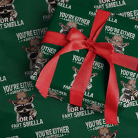 Funny You're Either A Smart Fella Or A Fart Smella Wrapping Paper Roll Cowboy Racoon - Wonder Print Shop