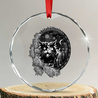 Funny Yule Black Cat Mistletoe Jolakotturinn Crystal Glass Ornament TS11