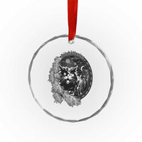 Funny Yule Black Cat Mistletoe Jolakotturinn Crystal Glass Ornament TS11