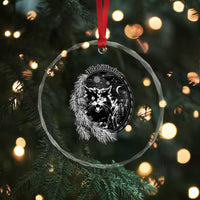 Funny Yule Black Cat Mistletoe Jolakotturinn Crystal Glass Ornament TS11
