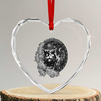 Funny Yule Black Cat Mistletoe Jolakotturinn Heart Crystal Glass Ornament - Wonder Print Shop