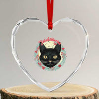 Funny Yule Cat Heart Crystal Glass Ornament Jólakötturinn Yule Xmas Black Cat - Wonder Print Shop