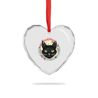 Funny Yule Cat Heart Crystal Glass Ornament Jólakötturinn Yule Xmas Black Cat - Wonder Print Shop