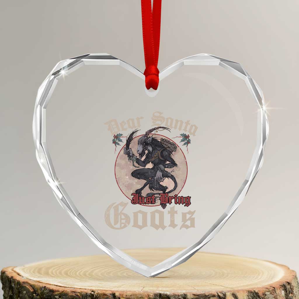 Funny Yule Xmas Heart Crystal Glass Ornament Dear Santa Just Bring Goats Krampus - Wonder Print Shop
