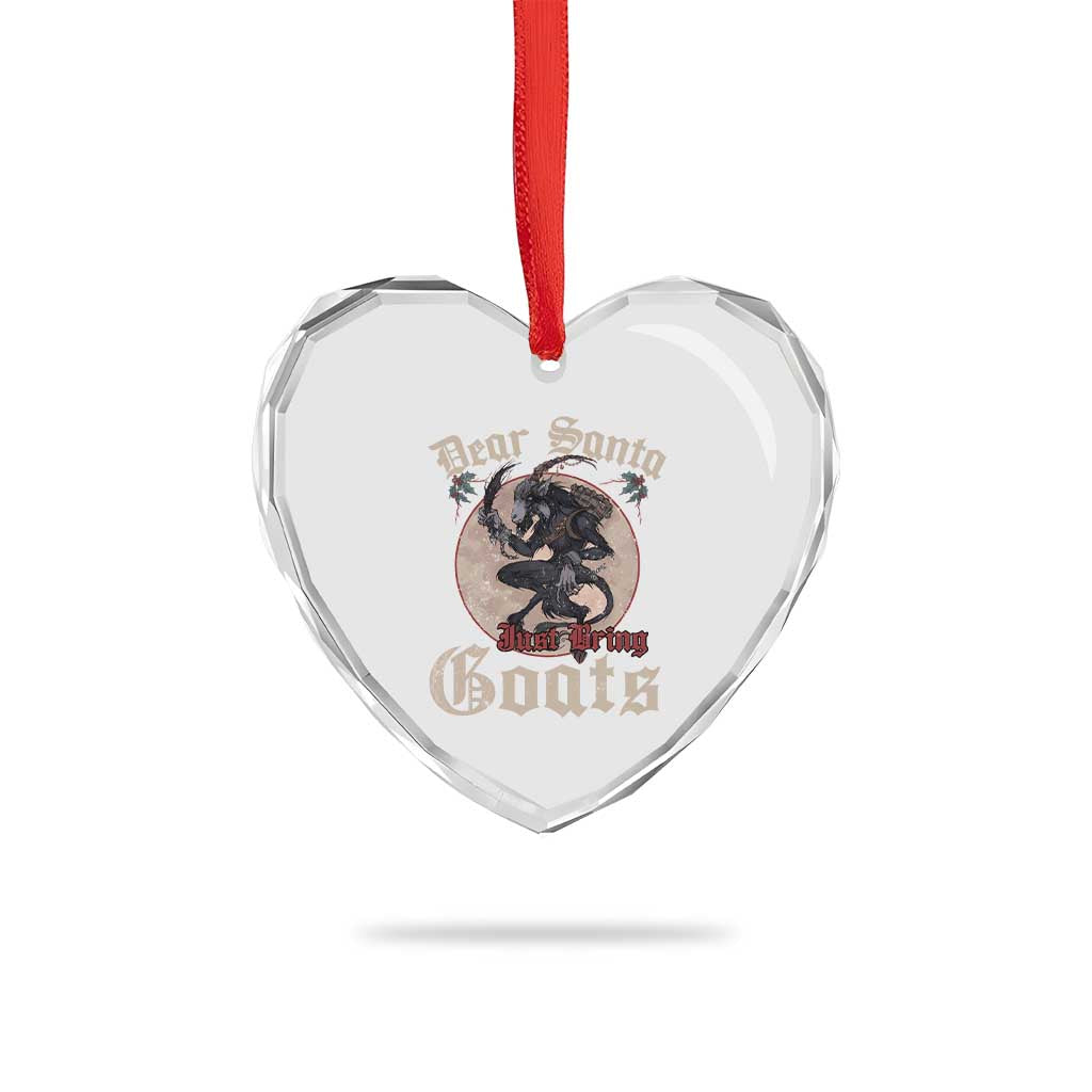 Funny Yule Xmas Heart Crystal Glass Ornament Dear Santa Just Bring Goats Krampus - Wonder Print Shop