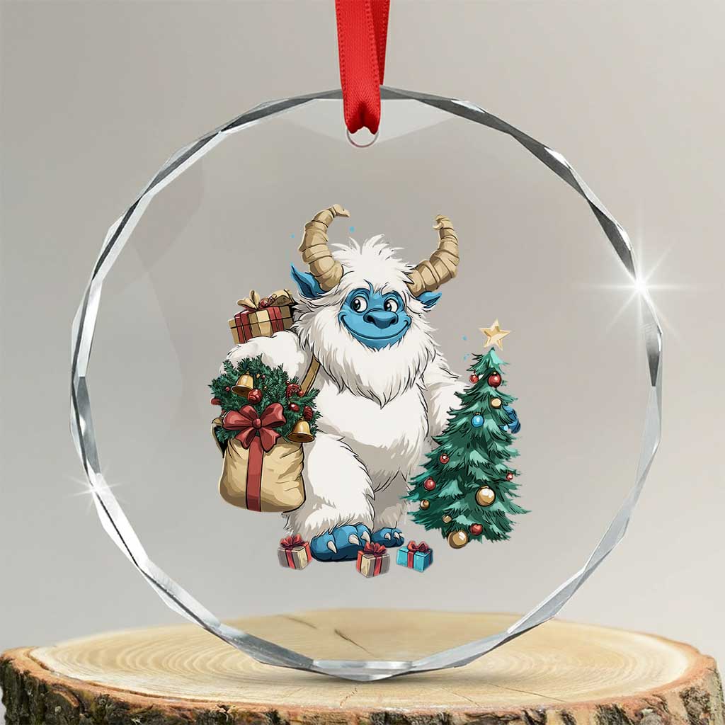Funny Yule Yeti Crystal Glass Ornament Christmas Mythical Creature Winter Solstice TS11